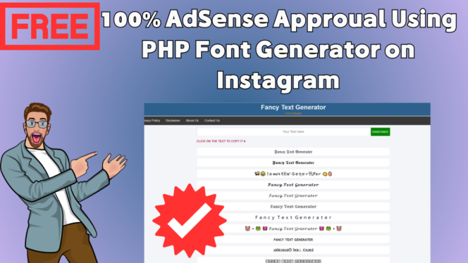 100% AdSense Approval Using PHP Font Generator on Instagram